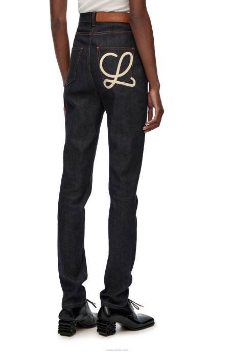 Loewe mujer jeans ajustados en mezclilla LP641190 mezclilla cruda