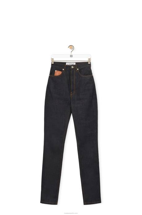 Loewe mujer jeans ajustados en mezclilla LP641190 mezclilla cruda