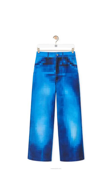 Loewe mujer jeans baggy pixelados en denim LP641177 mezclilla