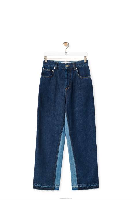 Loewe mujer jeans capri de mezclilla LP641199 azul vaquero/azul vaquero claro