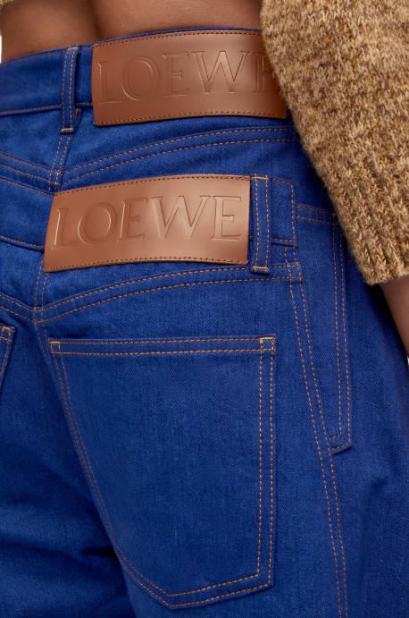 Loewe mujer jeans con trampantojo en denim LP641181 azul brillante