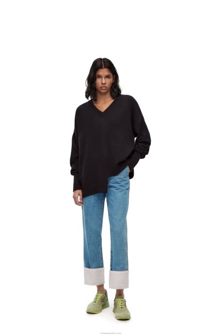 Loewe mujer jeans de pescador en mezclilla LP641195 mezclilla azul