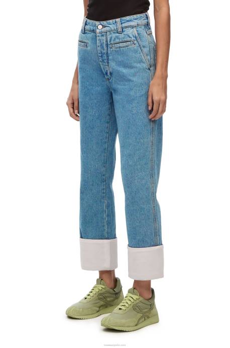 Loewe mujer jeans de pescador en mezclilla LP641195 mezclilla azul