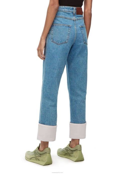 Loewe mujer jeans de pescador en mezclilla LP641195 mezclilla azul