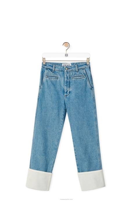 Loewe mujer jeans de pescador en mezclilla LP641195 mezclilla azul