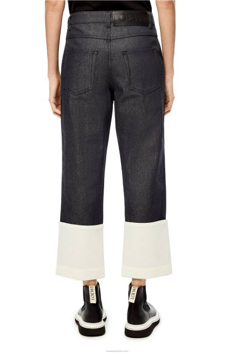 Loewe mujer jeans de pescador en mezclilla LP641196 Azul marino