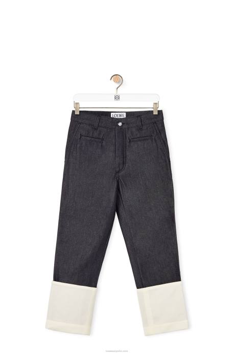 Loewe mujer jeans de pescador en mezclilla LP641196 Azul marino