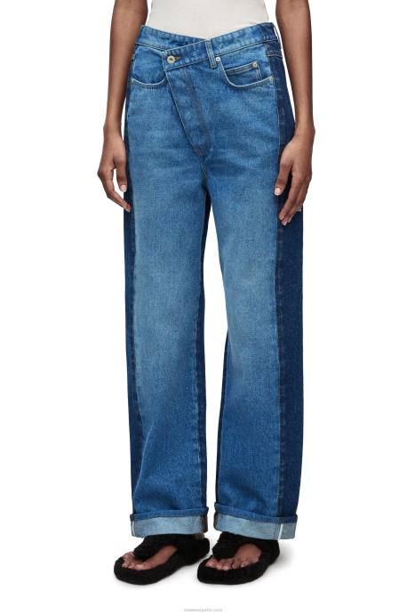 Loewe mujer jeans deconstruidos en denim LP641159 azul mezclilla