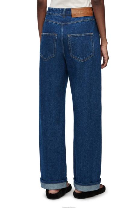 Loewe mujer jeans deconstruidos en denim LP641159 azul mezclilla