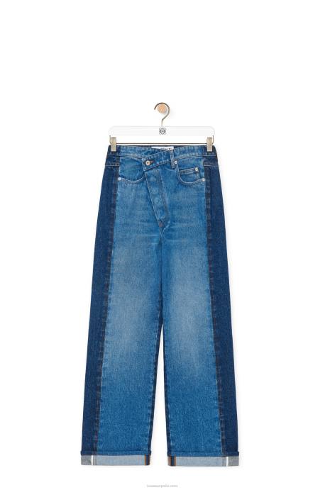 Loewe mujer jeans deconstruidos en denim LP641159 azul mezclilla