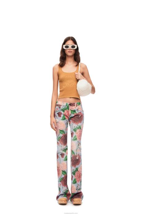 Loewe mujer jeans rosas en denim LP641166 rosado rojo