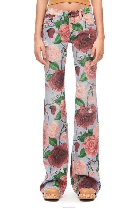 Loewe mujer jeans rosas en denim LP641166 rosado rojo