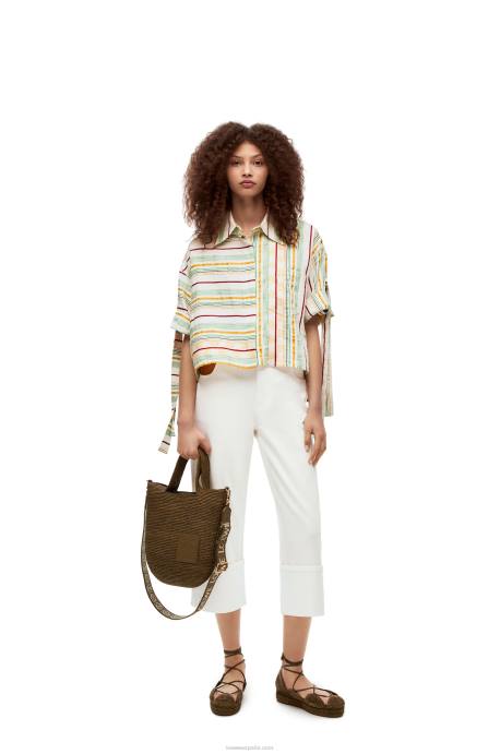 Loewe mujer jeans subidos de pescador en denim LP641173 blanco