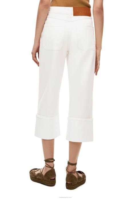 Loewe mujer jeans subidos de pescador en denim LP641173 blanco