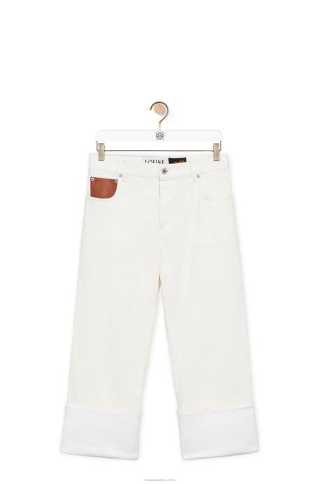Loewe mujer jeans subidos de pescador en denim LP641173 blanco