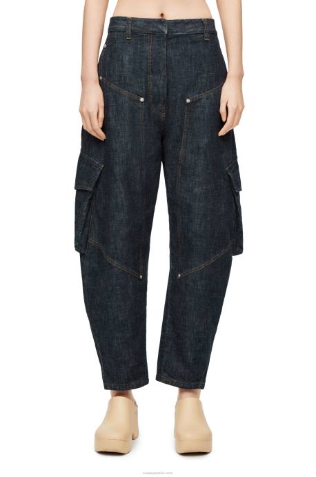 Loewe mujer vaqueros cargo de mezclilla LP641179 mezclilla azul