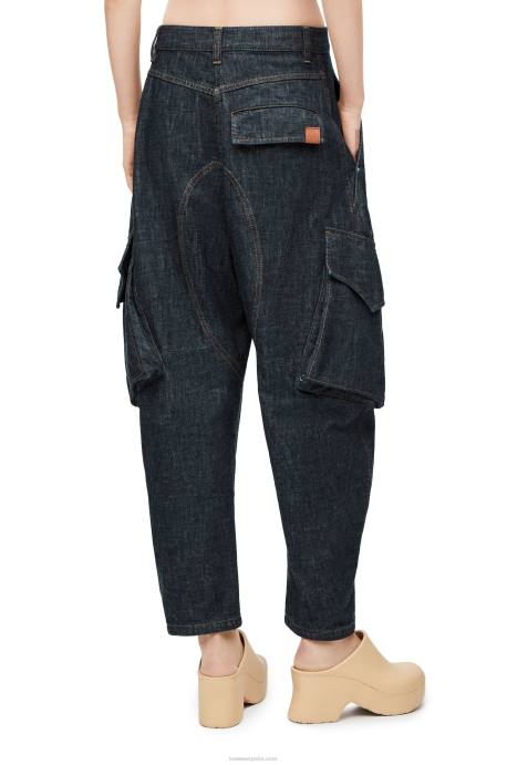 Loewe mujer vaqueros cargo de mezclilla LP641179 mezclilla azul