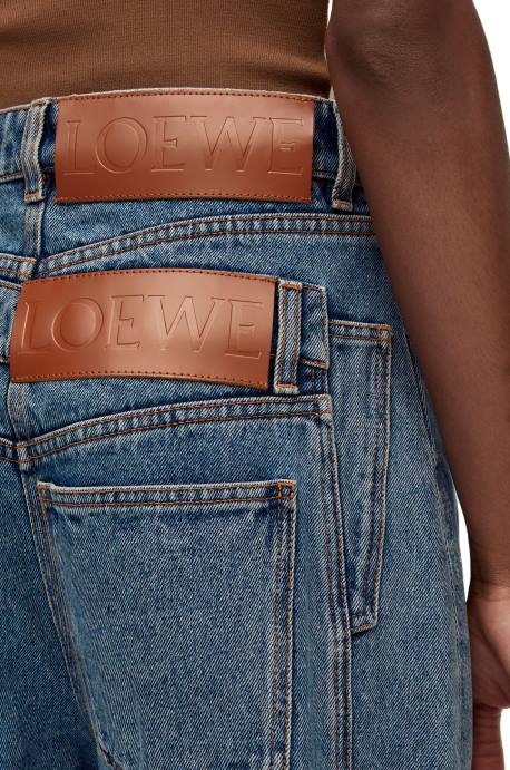 Loewe mujer vaqueros de cintura alta en denim LP641202 mezclilla azul medio