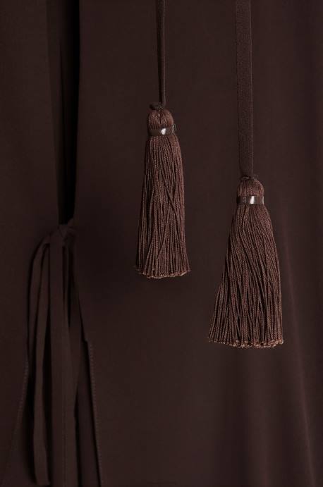 Loewe mujer caftán largo de seda LP641103 chocolate Cafe