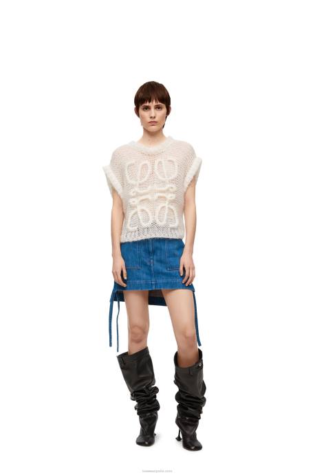 Loewe mujer falda de trabajo en denim LP641161 azul rojo