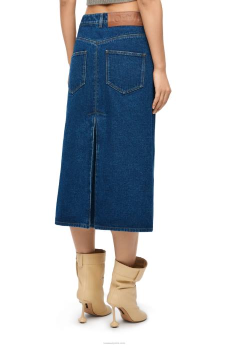 Loewe mujer falda deconstruida en denim LP641160 azul mezclilla