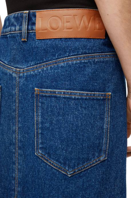 Loewe mujer falda deconstruida en denim LP641160 azul mezclilla