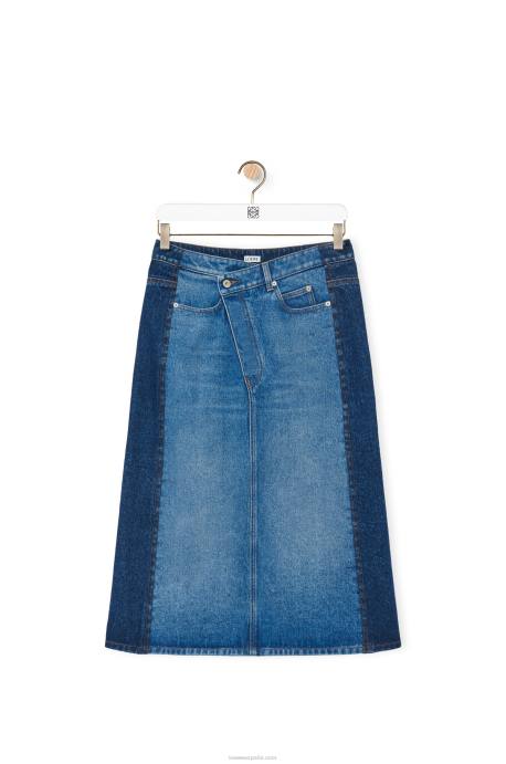 Loewe mujer falda deconstruida en denim LP641160 azul mezclilla