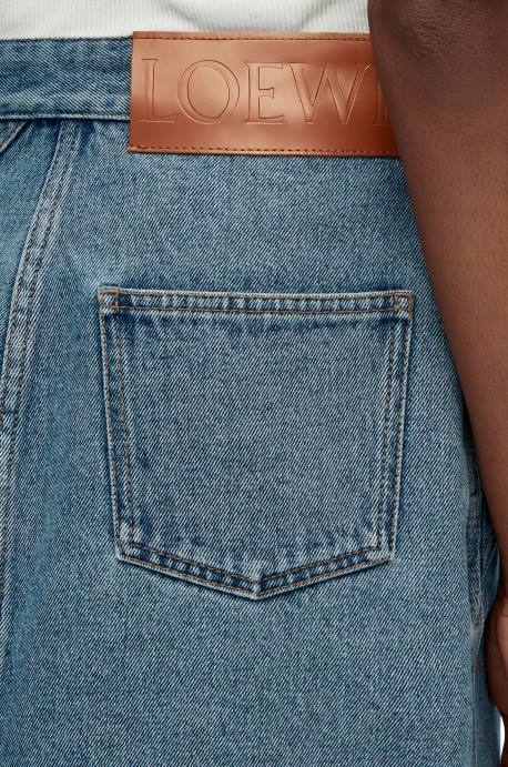 Loewe mujer minifalda con anagrama en denim LP641186 mezclilla azul medio