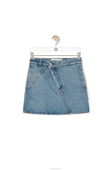 Loewe mujer minifalda con anagrama en denim LP641186 mezclilla azul medio