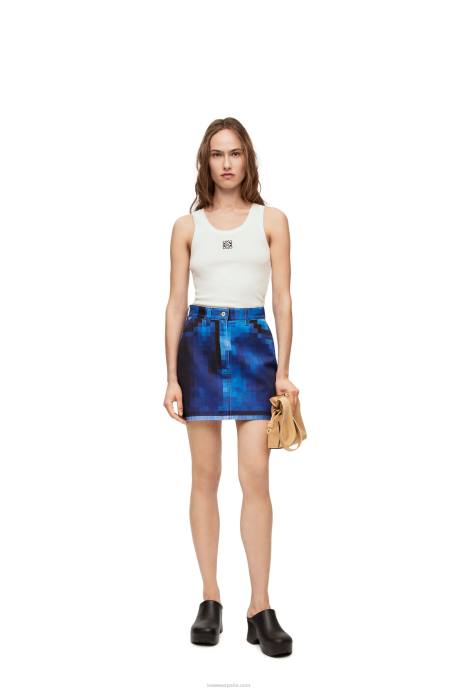 Loewe mujer minifalda pixelada en denim LP641176 mezclilla