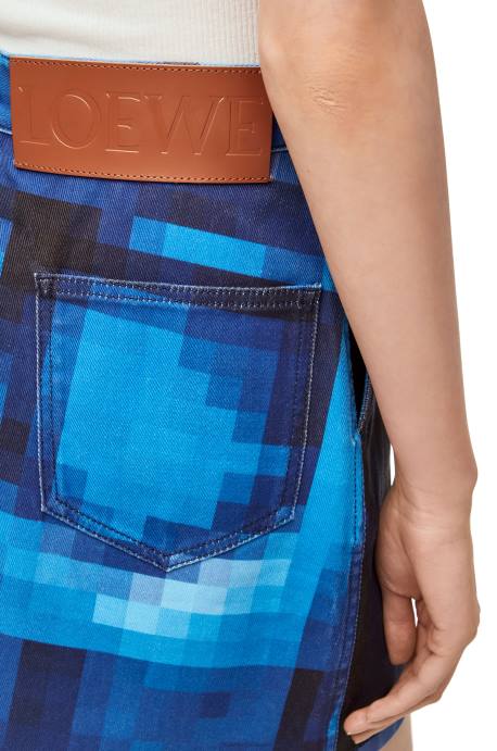 Loewe mujer minifalda pixelada en denim LP641176 mezclilla