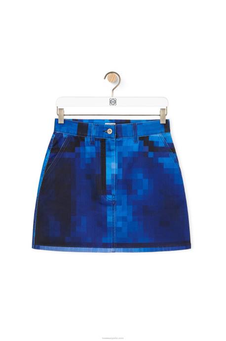 Loewe mujer minifalda pixelada en denim LP641176 mezclilla