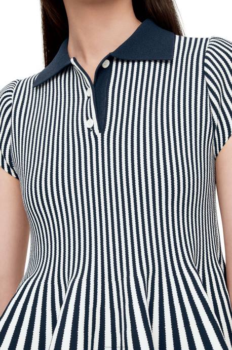 Loewe mujer minivestido a rayas de punto de mezcla de viscosa LP641063 azul marino/blanco