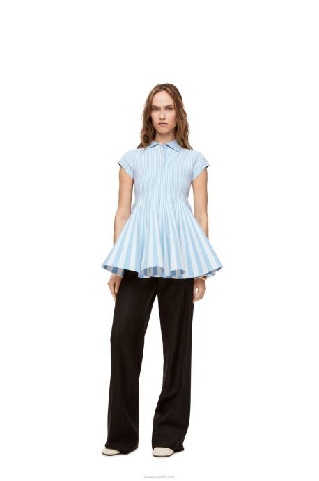 Loewe mujer minivestido a rayas de punto de mezcla de viscosa LP641081 bebe azul/blanco
