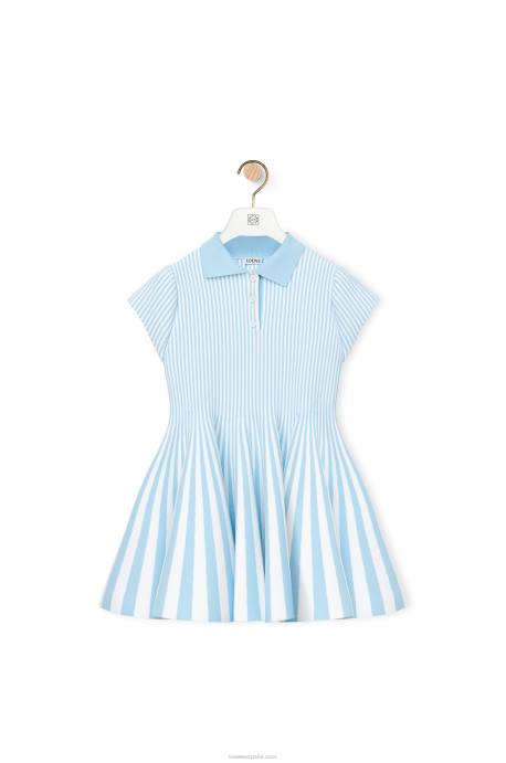 Loewe mujer minivestido a rayas de punto de mezcla de viscosa LP641081 bebe azul/blanco