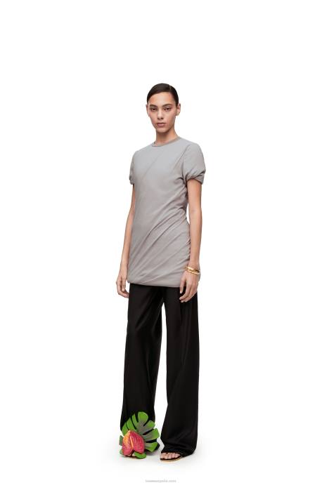 Loewe mujer minivestido acolchado en gasa de seda elástica LP641086 niebla gris
