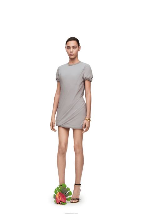 Loewe mujer minivestido acolchado en gasa de seda elástica LP641086 niebla gris