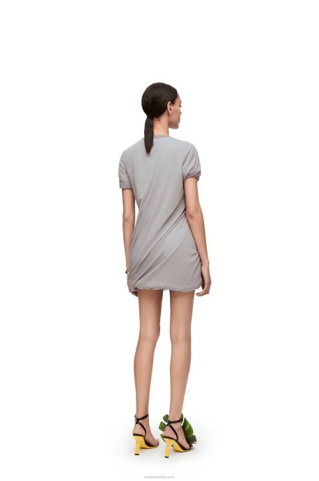 Loewe mujer minivestido acolchado en gasa de seda elástica LP641086 niebla gris