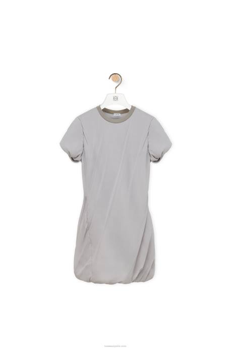 Loewe mujer minivestido acolchado en gasa de seda elástica LP641086 niebla gris