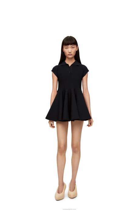 Loewe mujer minivestido de punto de mezcla de viscosa LP641079 negro