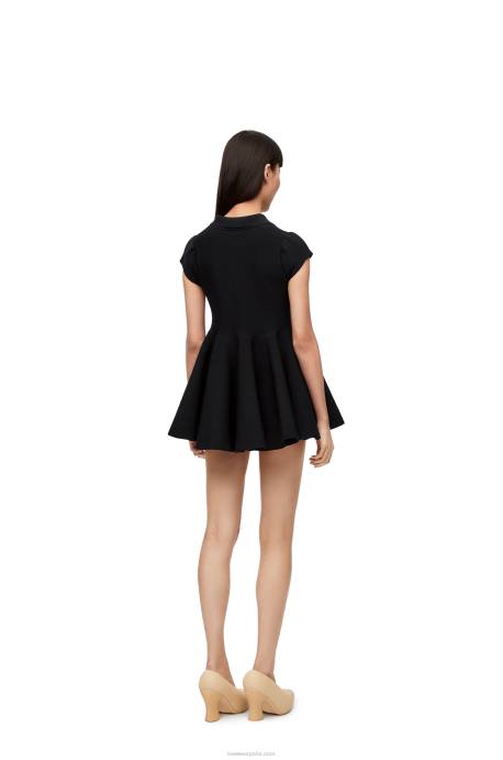 Loewe mujer minivestido de punto de mezcla de viscosa LP641079 negro