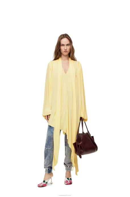 Loewe mujer vestido asimétrico de jersey de crepé de viscosa LP641085 vainilla