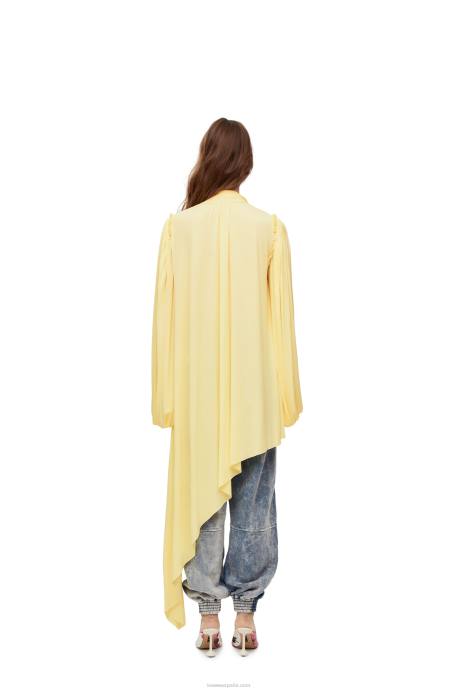 Loewe mujer vestido asimétrico de jersey de crepé de viscosa LP641085 vainilla