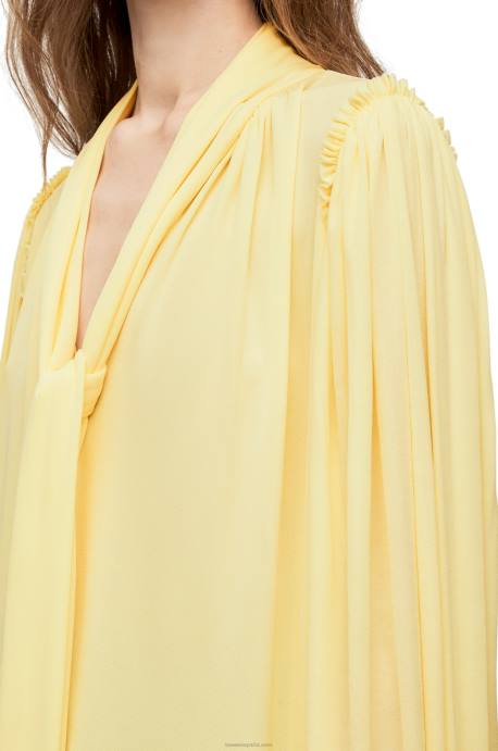 Loewe mujer vestido asimétrico de jersey de crepé de viscosa LP641085 vainilla