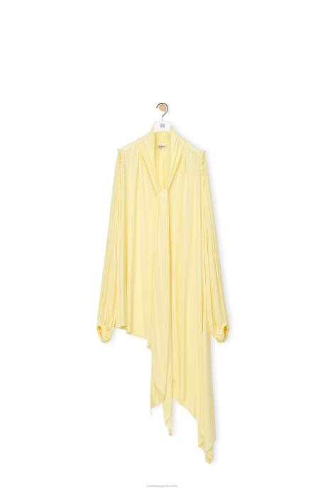Loewe mujer vestido asimétrico de jersey de crepé de viscosa LP641085 vainilla