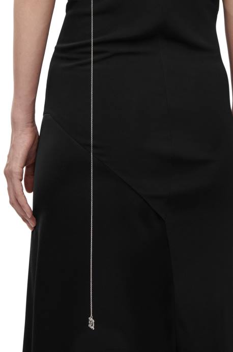 Loewe mujer vestido asimétrico de raso y crepe LP641098 negro