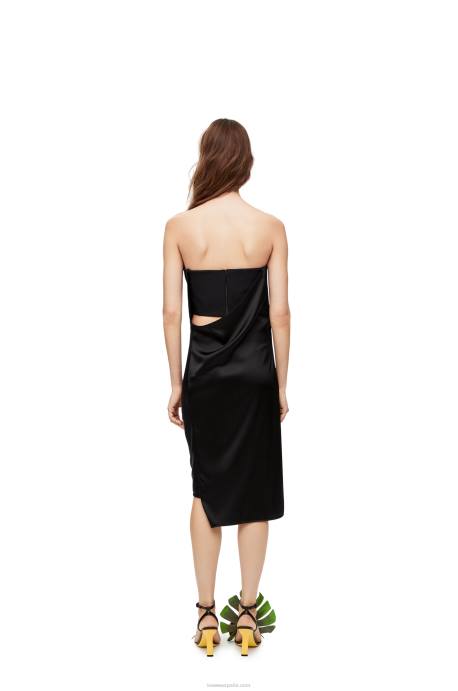 Loewe mujer vestido bustier de crepé satinado LP641070 negro