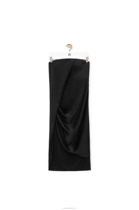 Loewe mujer vestido bustier de crepé satinado LP641070 negro
