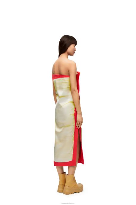 Loewe mujer vestido bustier de raso técnico LP641032 rojo amarillo