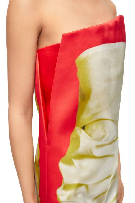 Loewe mujer vestido bustier de raso técnico LP641032 rojo amarillo